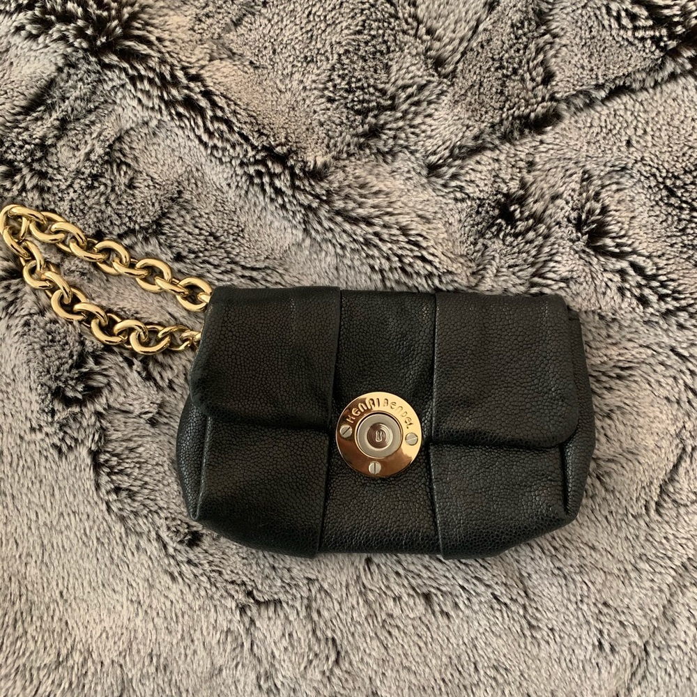Vintage black leather clutch